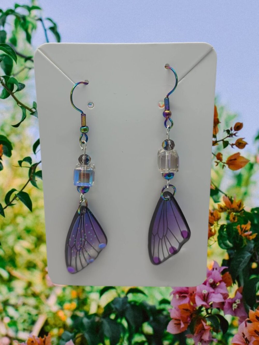 ✨ Lavender Dream Butterfly Wing Dangle Earrings – Whimsical Fairycore Sparkle ✨